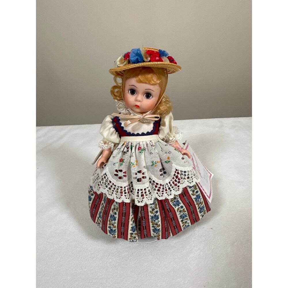 Madame Alexander Germany 506 Blonde Doll Floral Prairie Dress Hat Box Disney Tag